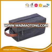 Fashion Gray Travel Handy Canvas & Leather Men Toiletry Bag Travel Makeup Cosmetic Organizer Toiletry Bag