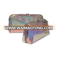 Promotional factory price portable ziplock clear holographic PVC cosmetic bag